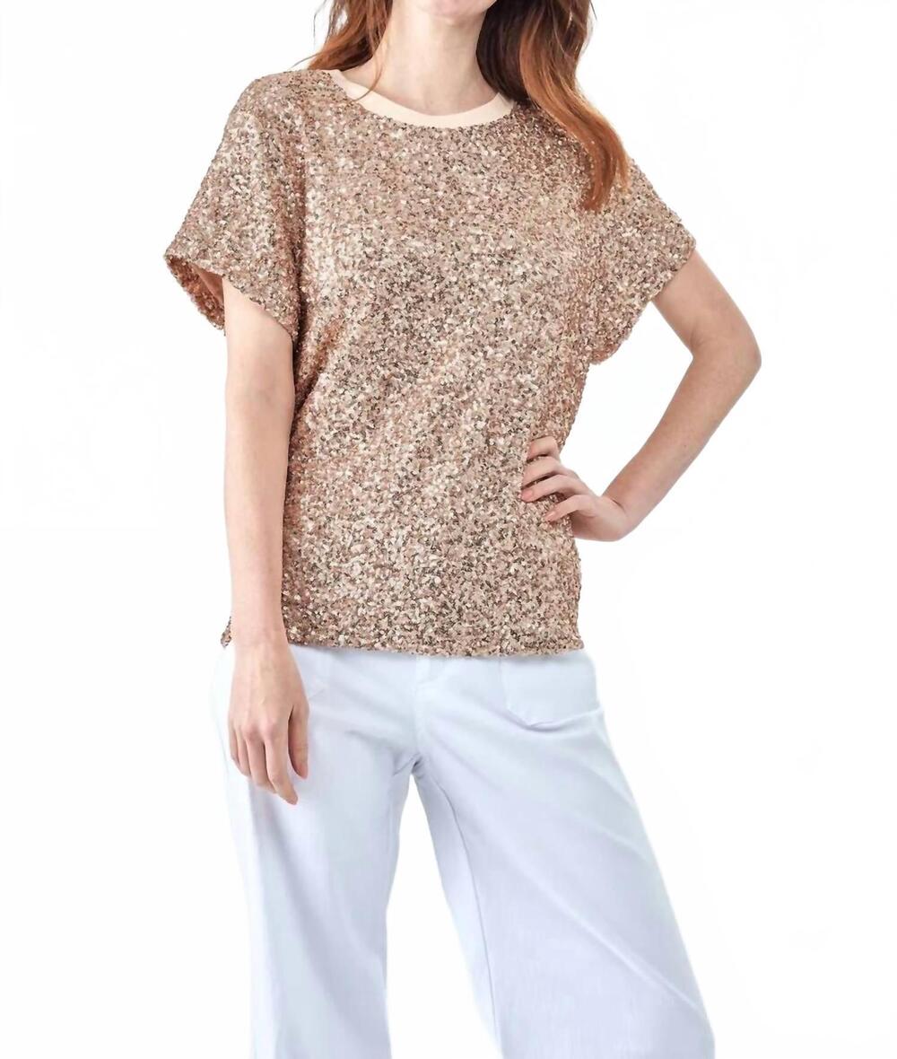 NEW INSIGHT sequin t-shirt top in gold